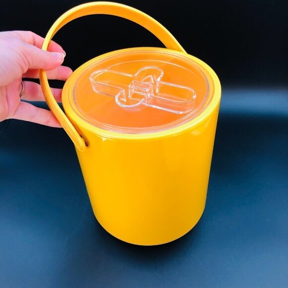 70s DRULANE Yellow Ice Bucket Vintage Barware Accessory Mid Century Happy Hour - Picture 7 of 10